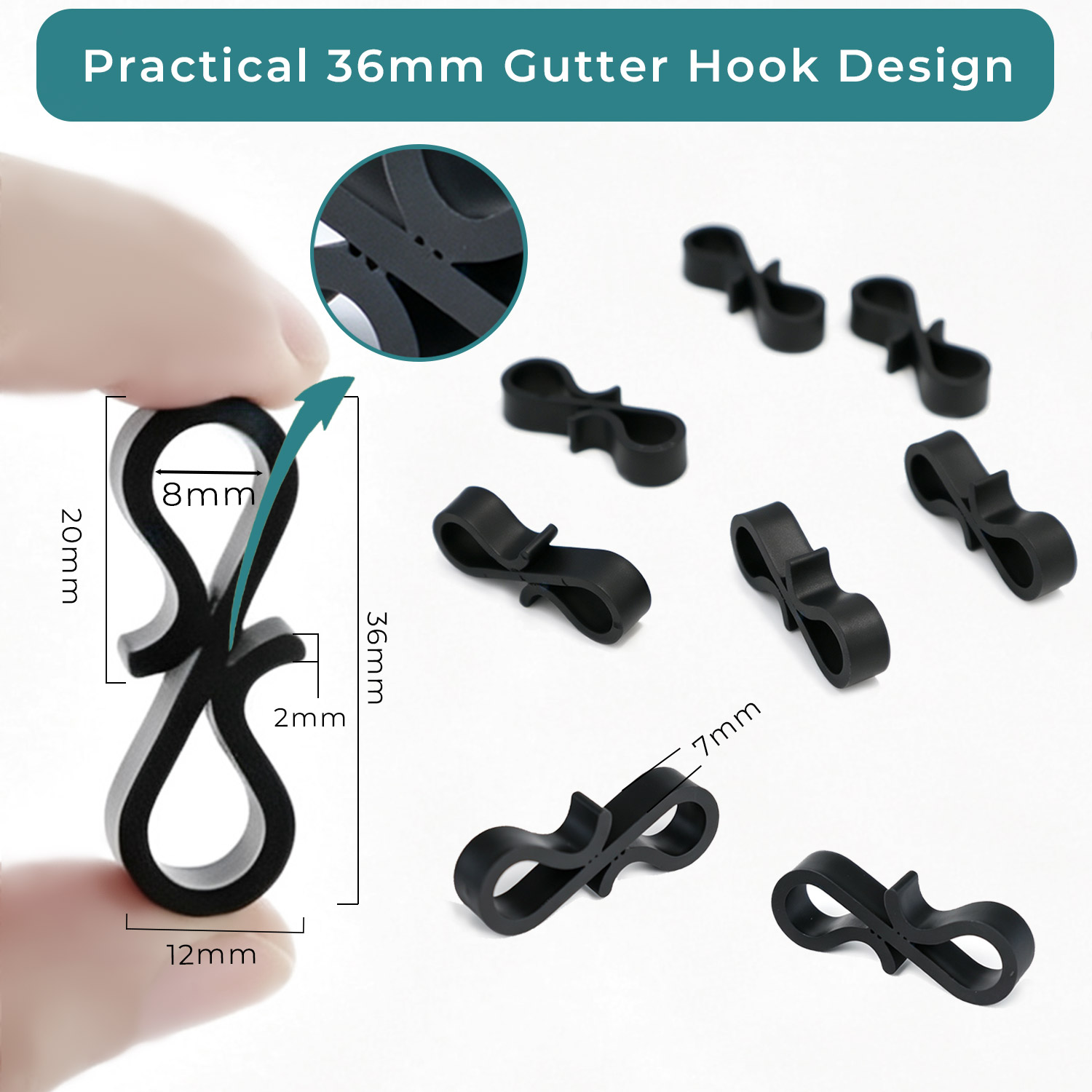 Black Gutter Hooks-Easy Fit image 2