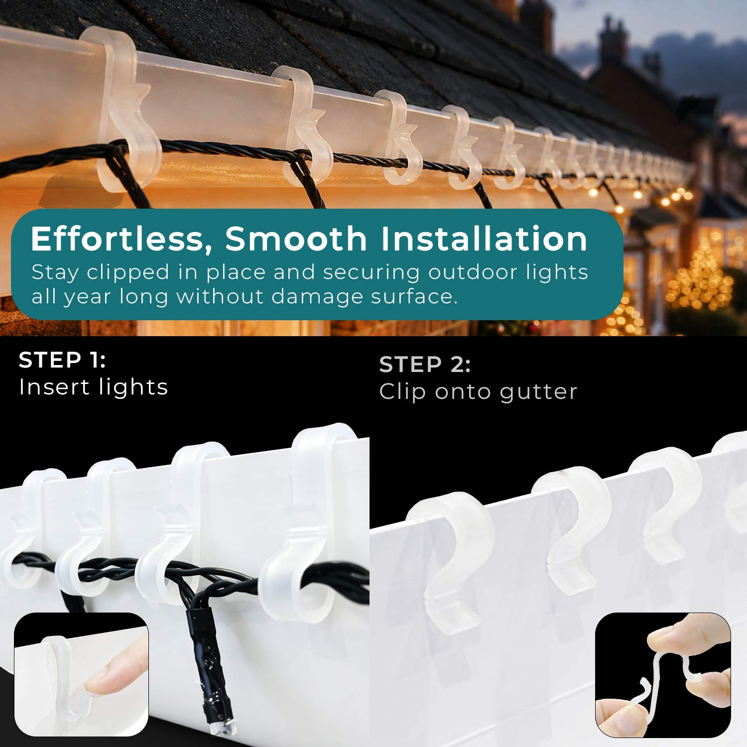 White Gutter Hooks-Easy Fit image 4