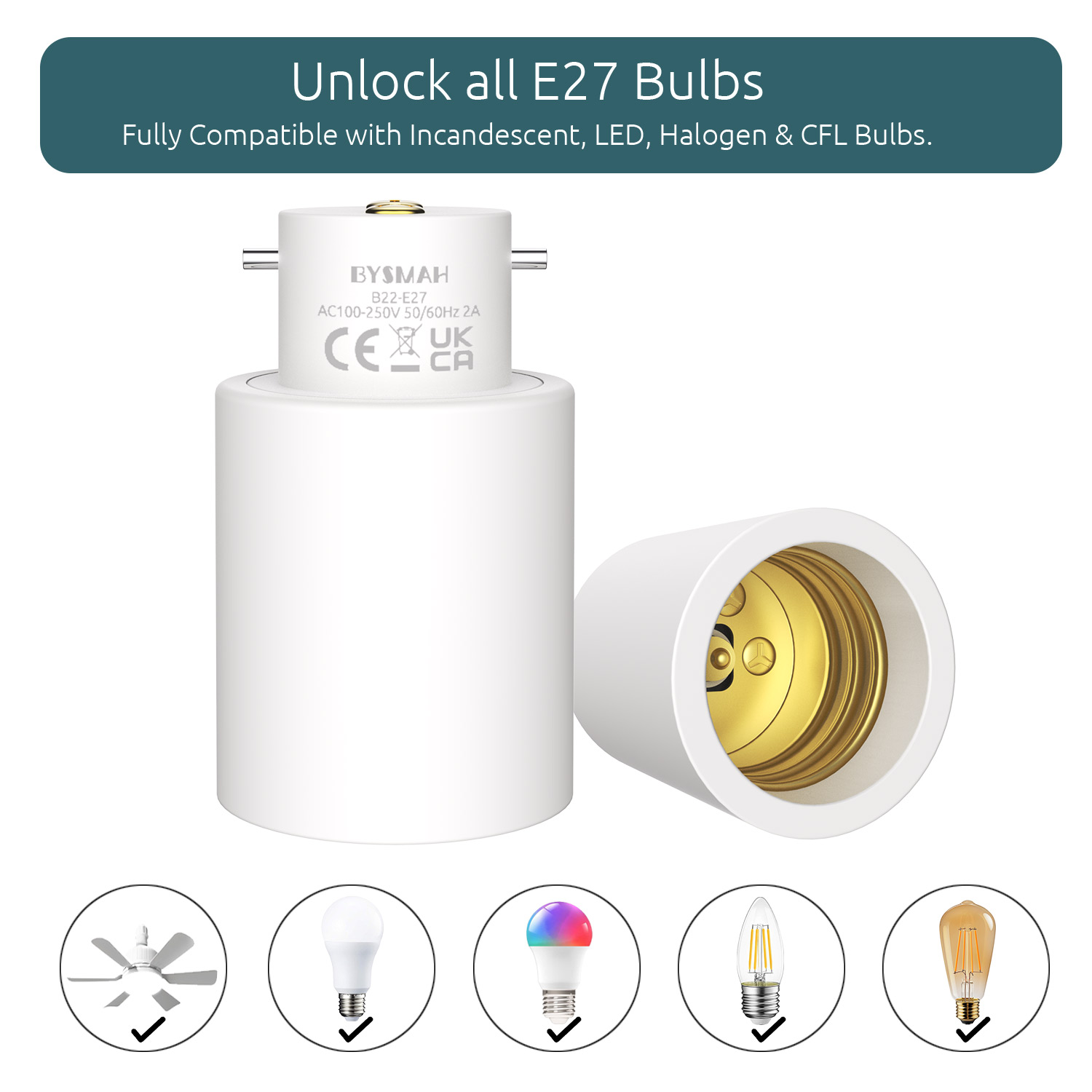 B22 to E27 Adapter – Compact 54mm image 5