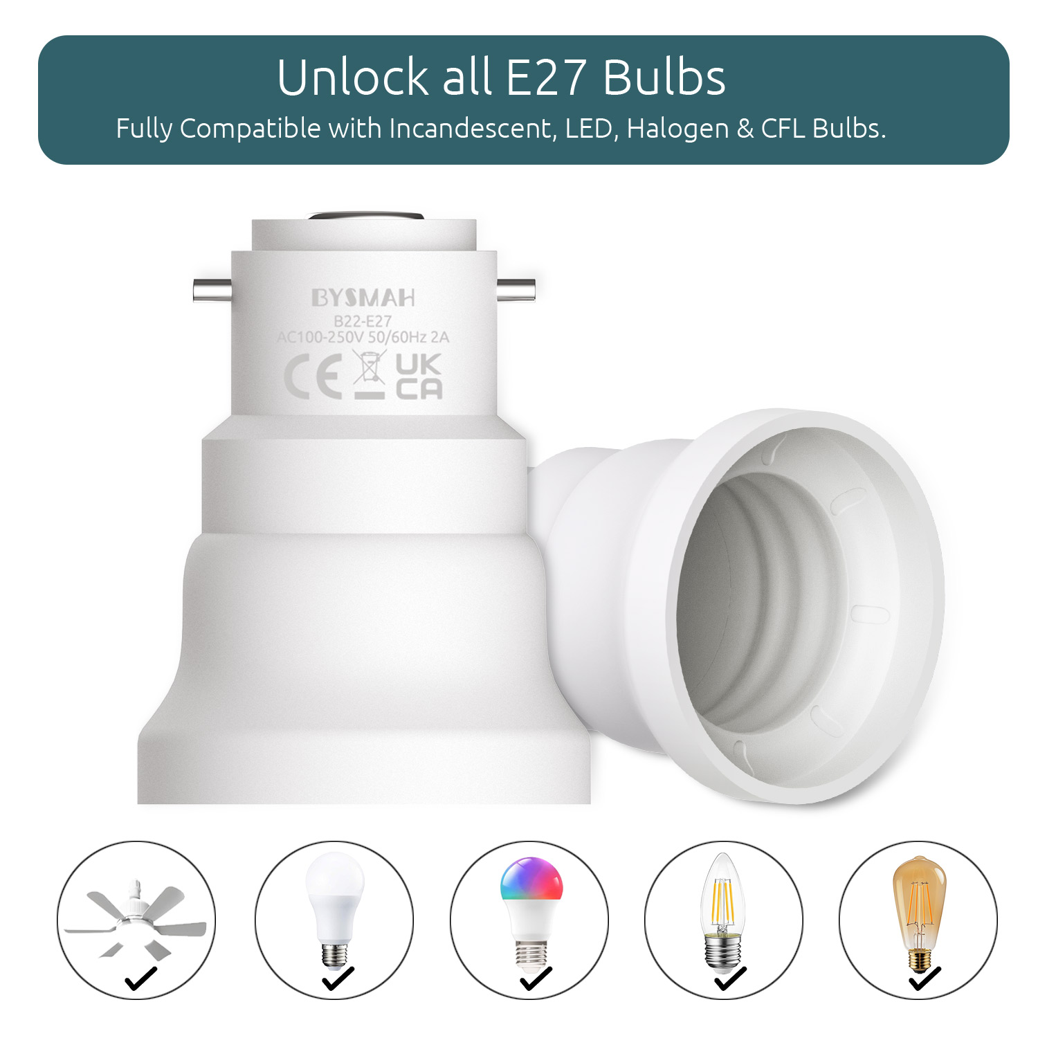 B22 to E27 Adapter – Compact 48mm image 4